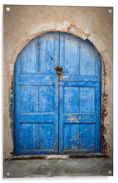 Santorini Blue Door Acrylic by Antony McAulay