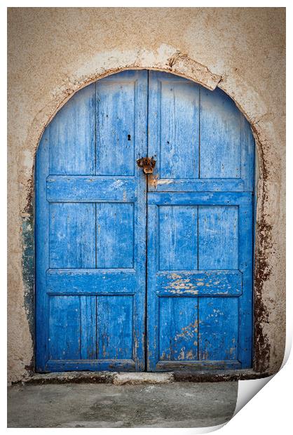 Santorini Blue Door Print by Antony McAulay