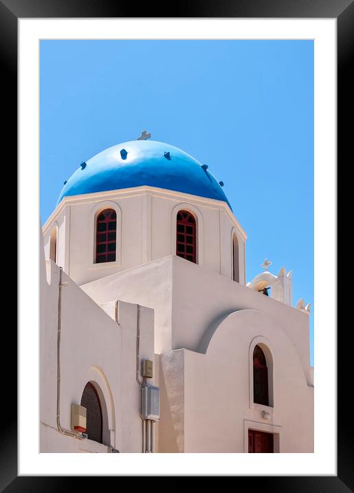Santorini Church in Oia Village Framed Mounted Print by Antony McAulay