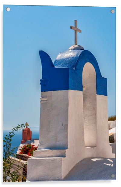 Santorini Oia Bell Towers Acrylic by Antony McAulay