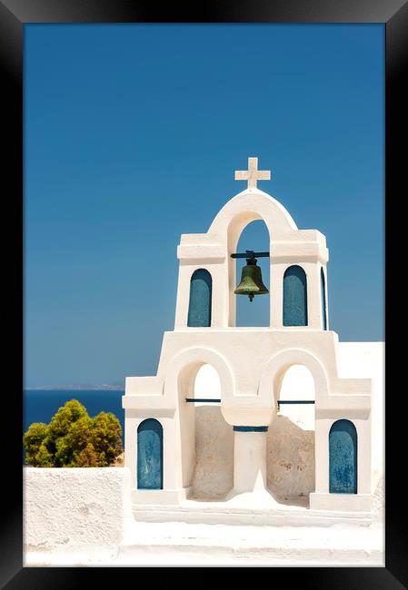 Santorini Oia Belltower Framed Print by Antony McAulay
