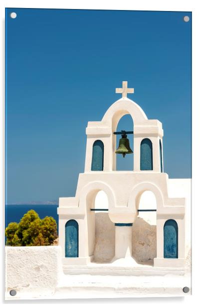 Santorini Oia Belltower Acrylic by Antony McAulay