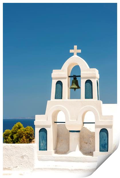 Santorini Oia Belltower Print by Antony McAulay