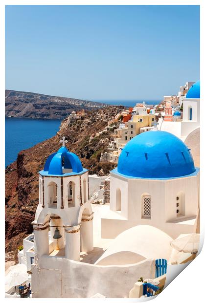 Santorini Oia Church and Bell Tower Print by Antony McAulay