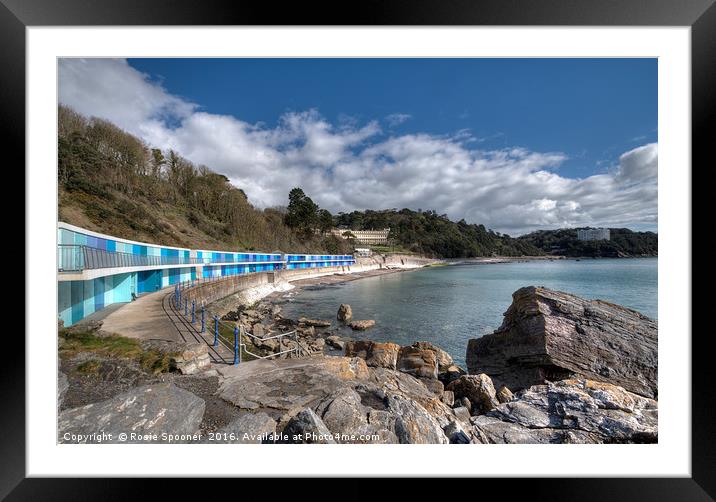 Meadfoot Beach Chalets and Osborne Hotel Framed Mounted Print by Rosie Spooner