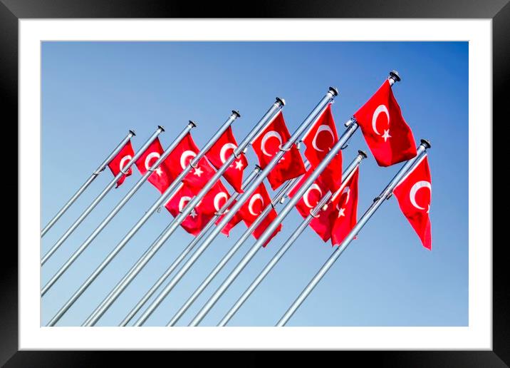 Turkish Flags Framed Mounted Print by Valerie Paterson