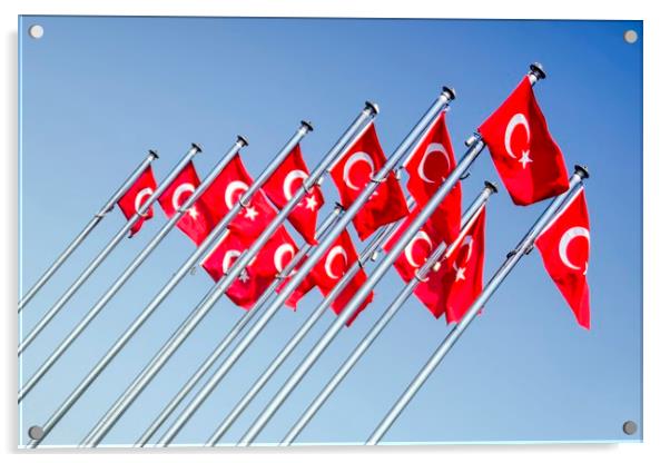 Turkish Flags Acrylic by Valerie Paterson