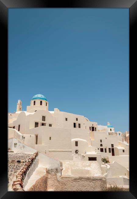 Santorini Oia Church on high Framed Print by Antony McAulay