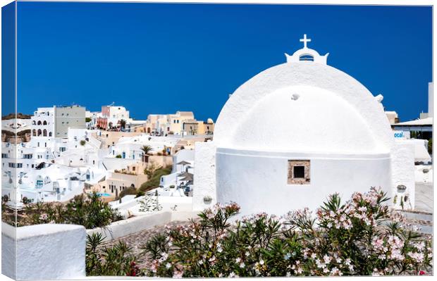 Santorini Oia Church Rear Canvas Print by Antony McAulay