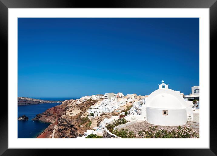 Santorini Oia Village Framed Mounted Print by Antony McAulay