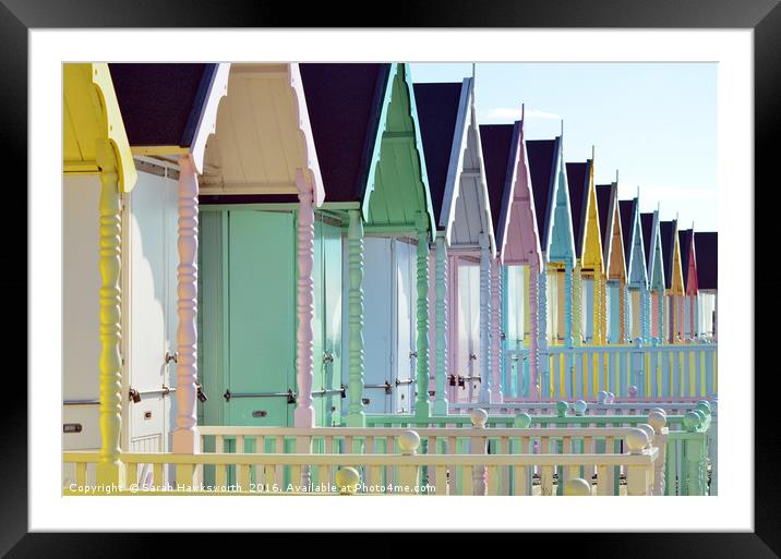 Beach Huts Framed Mounted Print by Sarah Hawksworth