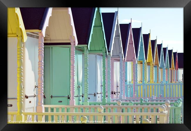 Beach Huts Framed Print by Sarah Hawksworth