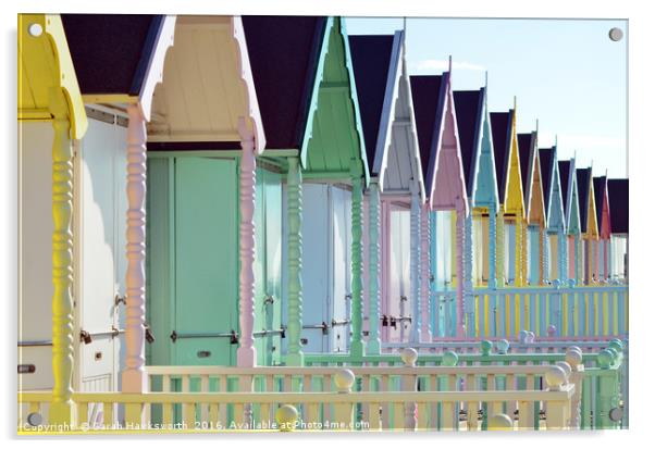 Beach Huts Acrylic by Sarah Hawksworth