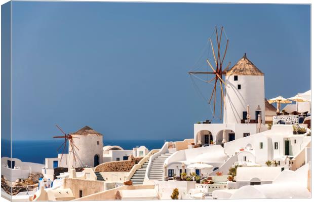 Santorini Oia Windmills Canvas Print by Antony McAulay