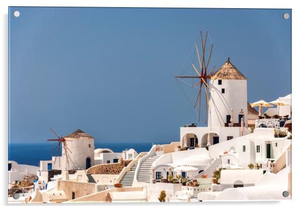 Santorini Oia Windmills Acrylic by Antony McAulay