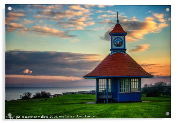 Frinton Clocktower Sunset Acrylic by matthew  mallett