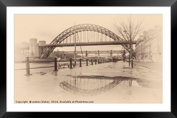 Old Tyne Bridge Style Reflection Framed Mounted Print by andrew blakey