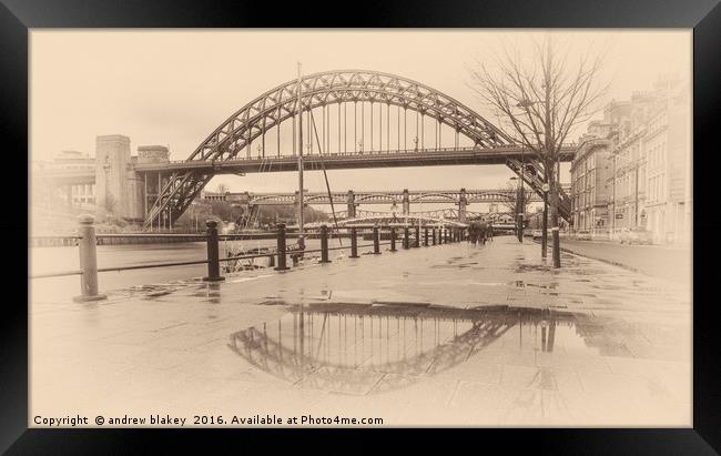 Old Tyne Bridge Style Reflection Framed Print by andrew blakey