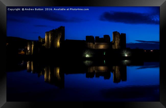 Caerphilly Castle's Dusk Framed Print by Andrew Button