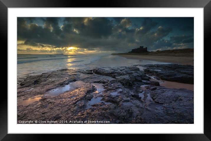 Dawn at Bamburgh Castle Framed Mounted Print by Clive Ashton