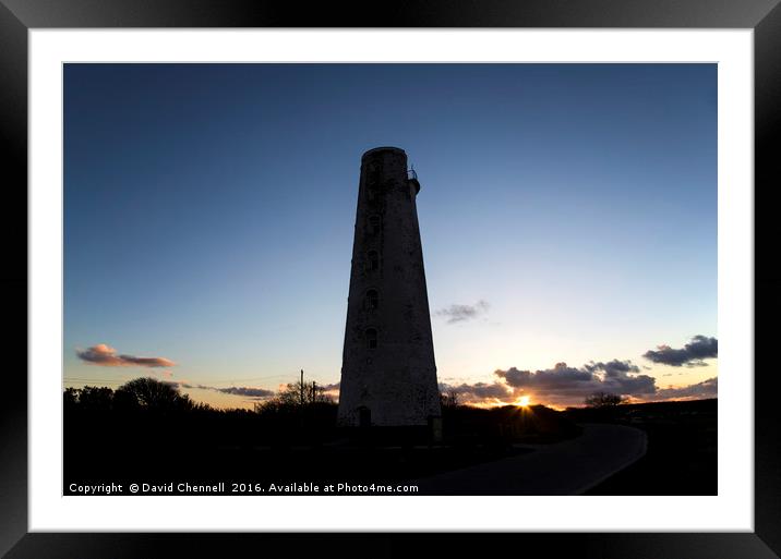 Leasowe Lighthouse Sunset  Framed Mounted Print by David Chennell