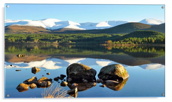 Loch Morlich Reflection Acrylic by mary stevenson