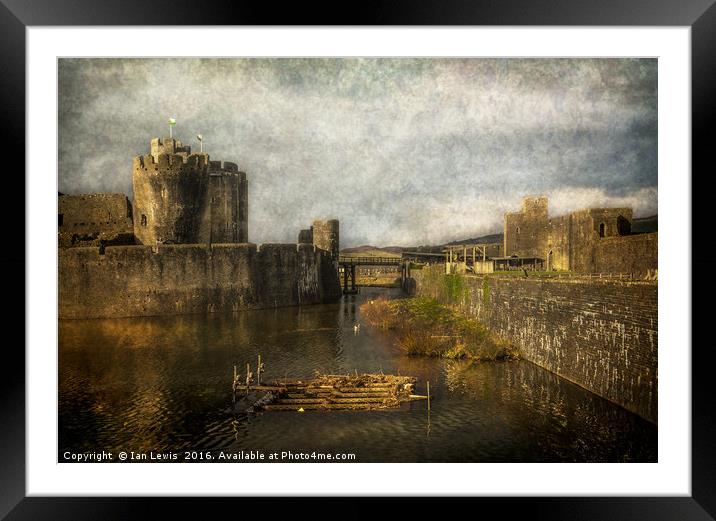 Inner Moat At Caerphilly Castle Framed Mounted Print by Ian Lewis