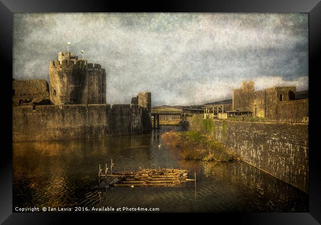 Inner Moat At Caerphilly Castle Framed Print by Ian Lewis
