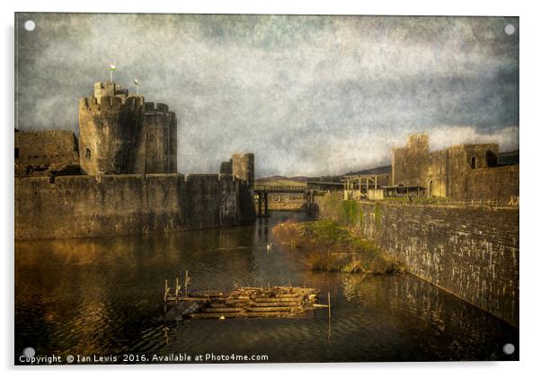 Inner Moat At Caerphilly Castle Acrylic by Ian Lewis