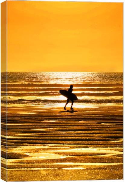 Golden Hour Surfing Canvas Print by graham young