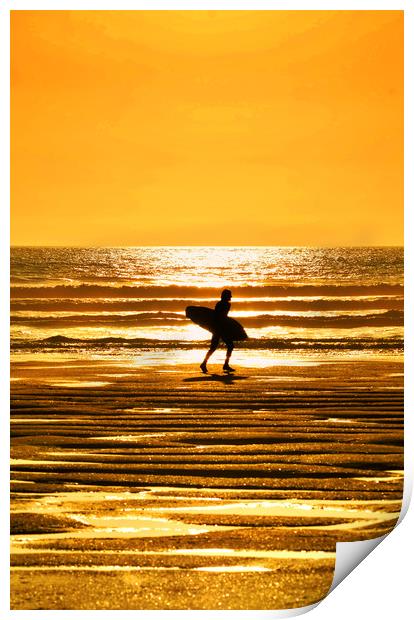 Golden Hour Surfing Print by graham young