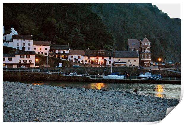 Lynmouth Harbour at Dusk Print by graham young