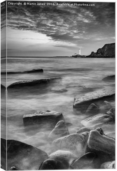On the Rocks at St Mary's Lighthouse Canvas Print by K7 Photography