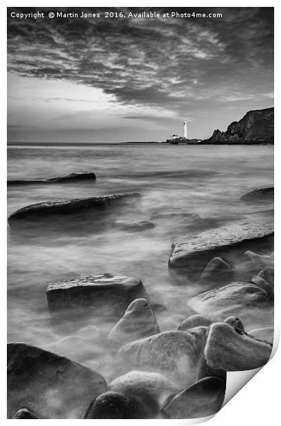 On the Rocks at St Mary's Lighthouse Print by K7 Photography