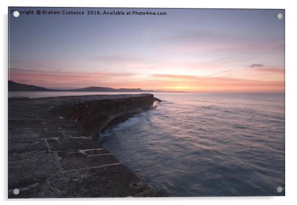 Sunrise at The Cobb, Lyme Regis Acrylic by Graham Custance