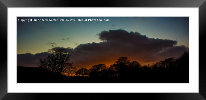 Sunset Skyline, Mountain Ash Framed Mounted Print by Andrew Button