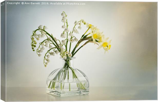 Lilies of the Valley in a Glass Vase Canvas Print by Ann Garrett