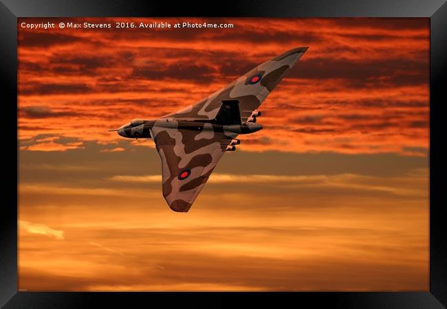 Vulcan into the sunset Framed Print by Max Stevens