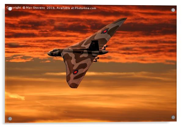 Vulcan into the sunset Acrylic by Max Stevens