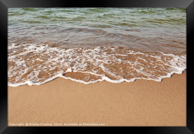 Sea shore edge and sand closeup Framed Print by Arletta Cwalina