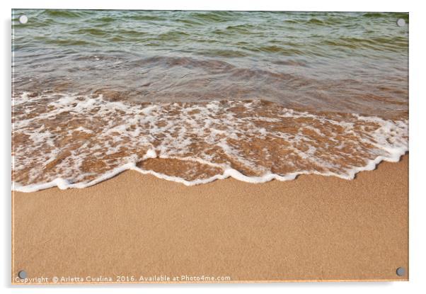 Sea shore edge and sand closeup Acrylic by Arletta Cwalina