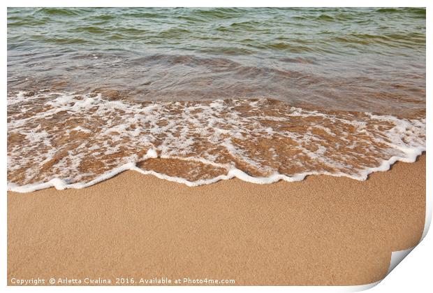 Sea shore edge and sand closeup Print by Arletta Cwalina