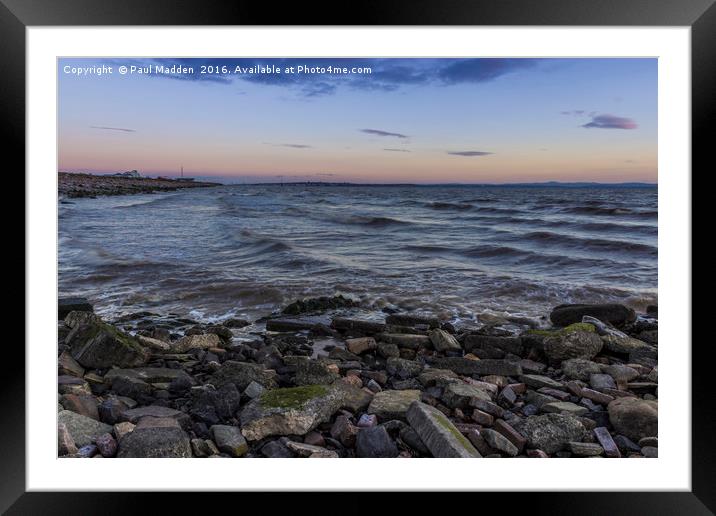 High tide at sunset Framed Mounted Print by Paul Madden