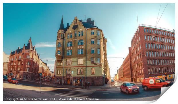 Panoramic view of the streets in Helsinki Print by Andrei Bortnikau