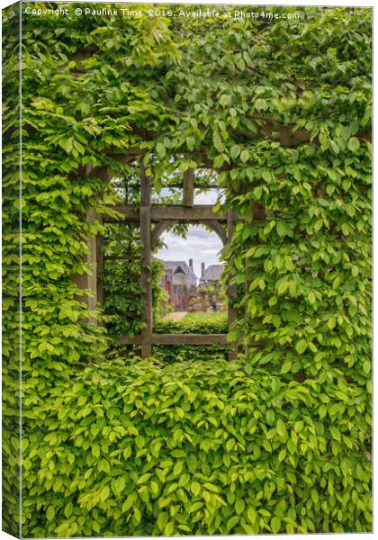 Arundel Castle , through the garden window Canvas Print by Pauline Tims