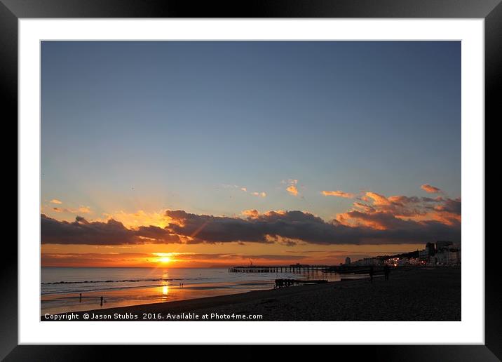 Sunset at Hastings Beach Framed Mounted Print by Jason Stubbs