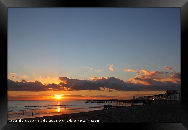 Sunset at Hastings Beach Framed Print by Jason Stubbs