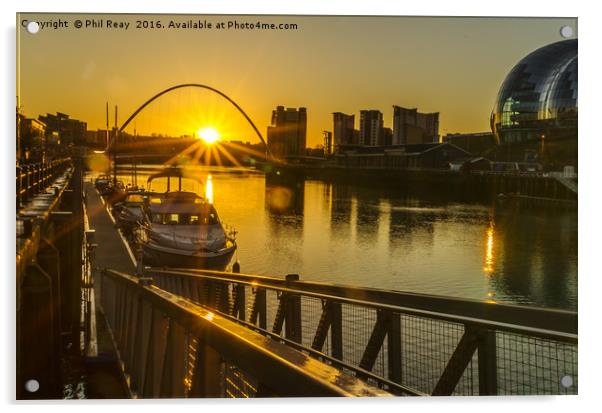 Sun on the Tyne Acrylic by Phil Reay