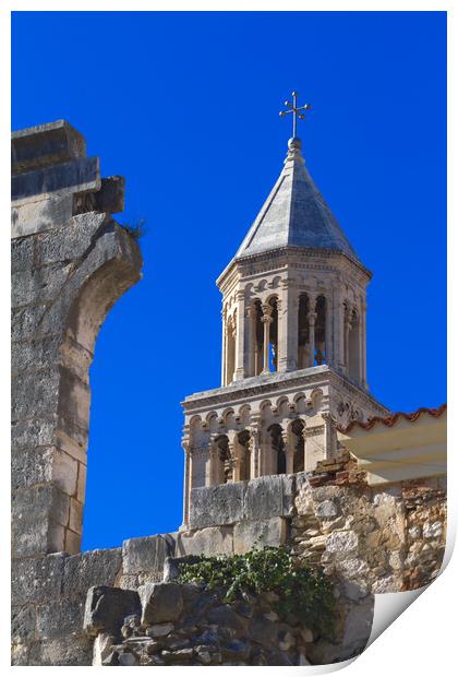 Fragment of Diocletian Palace and a ruined city wa Print by Tartalja 