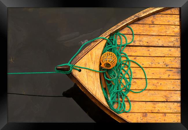 Fisherman boat with ropes and float. Norway. Framed Print by Tartalja 